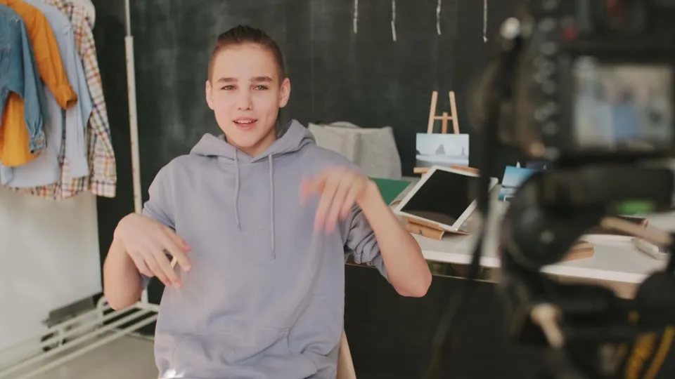 Content creator filming a video